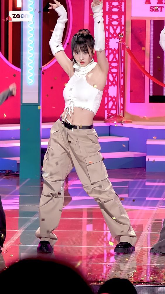 Momo (TWICE) in a stage outfit